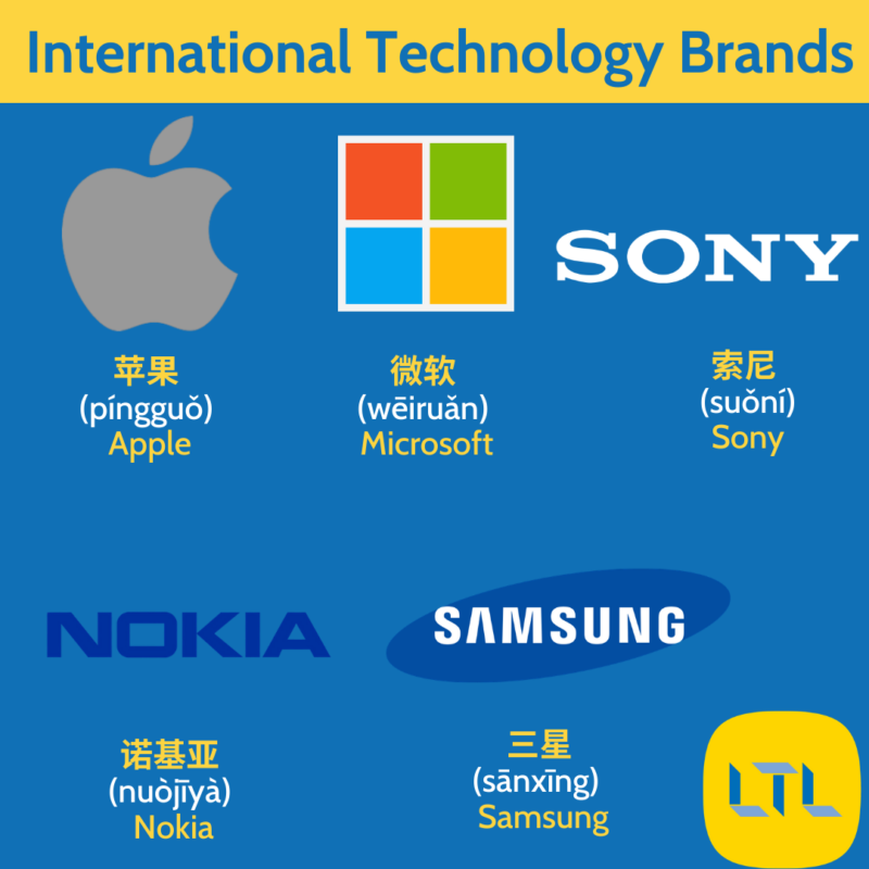 Tech brand names in Chinese