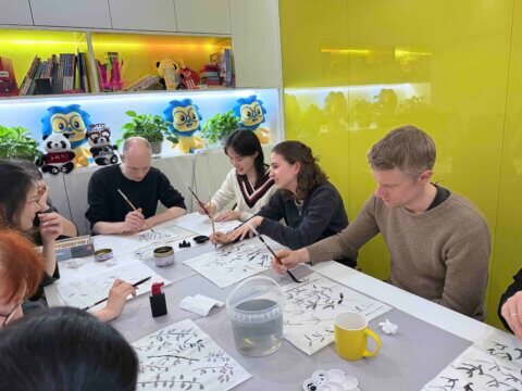 Calligraphy lessons at LTL Chengdu